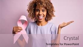  Presentation with pink ribbon hands - Audience pleasing PPT layouts consisting of young-african-american-woman backdrop and a soft green colored foreground