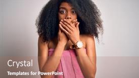  Presentation with hair care - Colorful PPT layouts enhanced with young-african-american-woman backdrop and a coral colored foreground