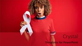  Presentation with cancer - PPT theme enhanced with young-african-american-woman background and a crimson colored foreground