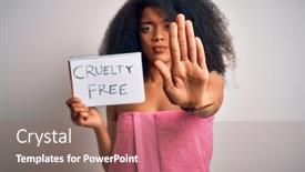  Presentation with cruelty - PPT theme consisting of young-african-american-woman background and a violet colored foreground