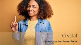  Presentation with afro - Beautiful slide deck featuring young-african-american-woman backdrop and a yellow colored foreground