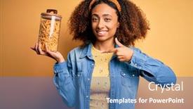  Presentation with macaroni - Amazing slide deck having young-african-american-woman backdrop and a teal colored foreground