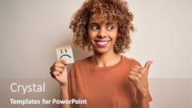  Presentation with woman sad - Amazing slides having young-african-american-woman backdrop and a coral colored foreground