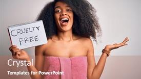  Presentation with cruelty - PPT theme with young-african-american-woman background and a coral colored foreground