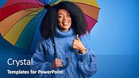  Presentation with under umbrella - Theme consisting of young-african-american-woman background and a ocean colored foreground