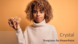  Presentation with peanuts - Presentation theme featuring young-african-american-woman background and a coral colored foreground