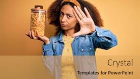  Presentation with macaroni - Presentation consisting of young-african-american-woman background and a yellow colored foreground