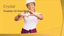  Presentation with american heart - Slides featuring young-african-american-woman background and a yellow colored foreground