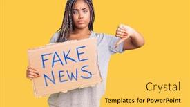  Presentation with fake news - Colorful theme enhanced with young-african-american-woman backdrop and a yellow colored foreground