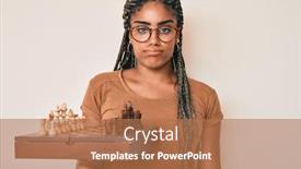  Presentation with chess board - Slides featuring young-african-american-woman background and a coral colored foreground