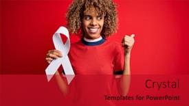  Presentation with cancer - Amazing slide set having young-african-american-woman backdrop and a crimson colored foreground