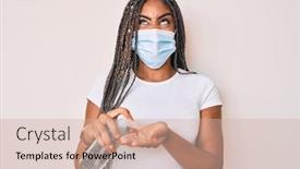  Presentation with hand sanitizer - Amazing presentation theme having young-african-american-woman backdrop and a soft green colored foreground