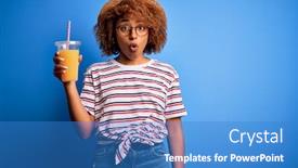  Presentation with orange juice - Colorful slide deck enhanced with young-african-american-woman backdrop and a teal colored foreground