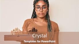  Presentation with chess board - Presentation theme featuring young-african-american-woman background and a coral colored foreground