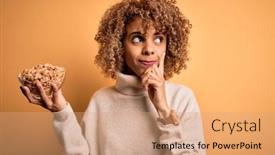  Presentation with peanuts - Amazing presentation having young-african-american-woman backdrop and a coral colored foreground