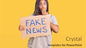  Presentation with fake news - Presentation having young-african-american-woman background and a yellow colored foreground