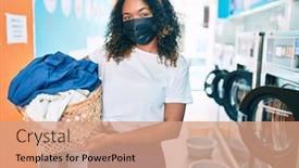  Presentation with knitting african american - Presentation theme consisting of young-african-american-woman background and a coral colored foreground