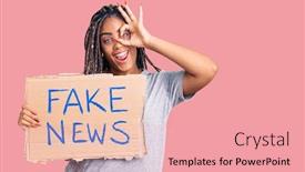  Presentation with fake news - Cool new PPT layouts with young-african-american-woman backdrop and a lemonade colored foreground