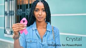  Presentation with breast cancer - Slides having young-african-american-woman background and a light blue colored foreground
