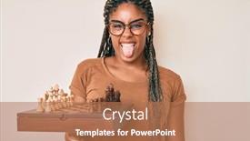 Presentation with chess board - Theme consisting of young-african-american-woman background and a coral colored foreground