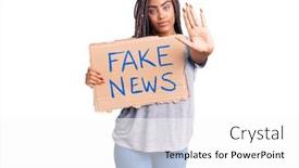  Presentation with fake news - Cool new theme with young-african-american-woman backdrop and a white colored foreground