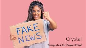  Presentation with fake news - Presentation theme enhanced with young-african-american-woman background and a coral colored foreground