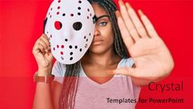  Presentation with hockey - Audience pleasing slide set consisting of young-african-american-woman backdrop and a red colored foreground
