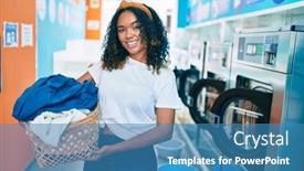 Presentation with curly hair - PPT layouts with young-african-american-woman background and a teal colored foreground