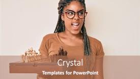 Presentation with chess board - Cool new slide set with young-african-american-woman backdrop and a coral colored foreground