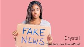  Presentation with fake news - Amazing presentation theme having young-african-american-woman backdrop and a coral colored foreground