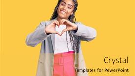  Presentation with american heart - PPT theme having young-african-american-woman background and a yellow colored foreground