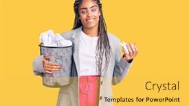  Presentation with bin - Slides having young-african-american-woman background and a yellow colored foreground