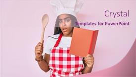  Presentation with recipe book - Amazing PPT theme having young-african-american-woman backdrop and a lemonade colored foreground