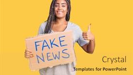  Presentation with fake news - Cool new slide deck with young-african-american-woman backdrop and a yellow colored foreground