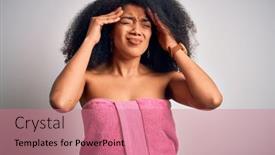  Presentation with hair care - Amazing PPT theme having young-african-american-woman backdrop and a coral colored foreground