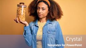  Presentation with macaroni - PPT layouts with young-african-american-woman background and a teal colored foreground