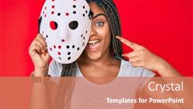  Presentation with hockey - Beautiful PPT theme featuring young-african-american-woman backdrop and a coral colored foreground