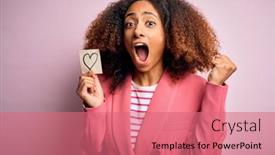  Presentation with american heart - Presentation design featuring young-african-american-woman background and a coral colored foreground