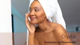  Presentation with home care - Presentation having young-african-american-woman background and a red colored foreground