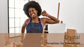  Presentation with afro - Theme having young-african-american-woman background and a coral colored foreground