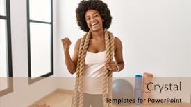  Presentation with battle - Theme consisting of young-african-american-woman background and a coral colored foreground