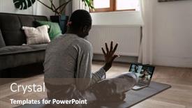 Presentation with afro - Presentation design with young-african-american-woman background and a tawny brown colored foreground