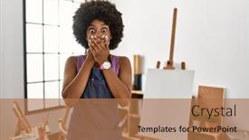  Presentation with afro - Slide set having young-african-american-woman background and a coral colored foreground