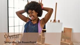  Presentation with afro - PPT layouts enhanced with young-african-american-woman background and a coral colored foreground