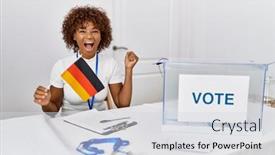  Presentation with political woman - PPT layouts with young-african-american-woman background and a sky blue colored foreground