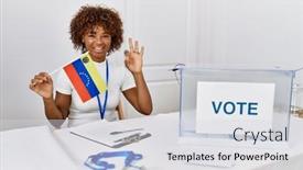  Presentation with political campaign - Slides featuring young-african-american-woman background and a  colored foreground