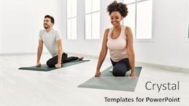  Presentation with body balance - Slide set featuring young-african-american-woman background and a  colored foreground