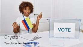  Presentation with political woman - PPT theme featuring young-african-american-woman background and a lemonade colored foreground