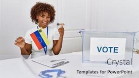  Presentation with political woman - Slide set having young-african-american-woman background and a lemonade colored foreground