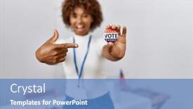  Presentation with political campaign - Presentation with young-african-american-woman background and a teal colored foreground